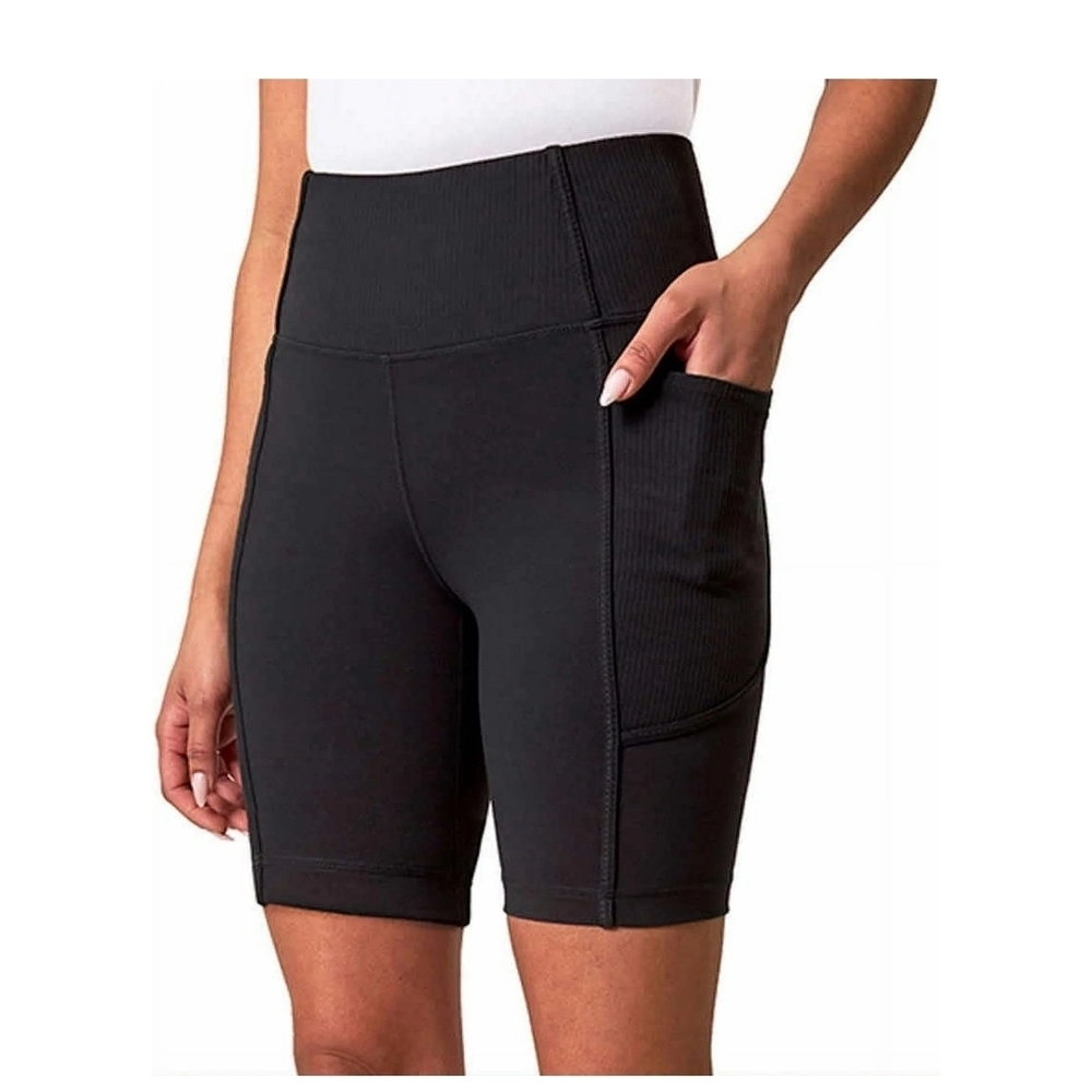 Mondetta Black High-Waisted Bike Shorts - Picture 1 of 9